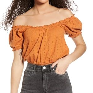 Off the Shoulder Eyelet Top